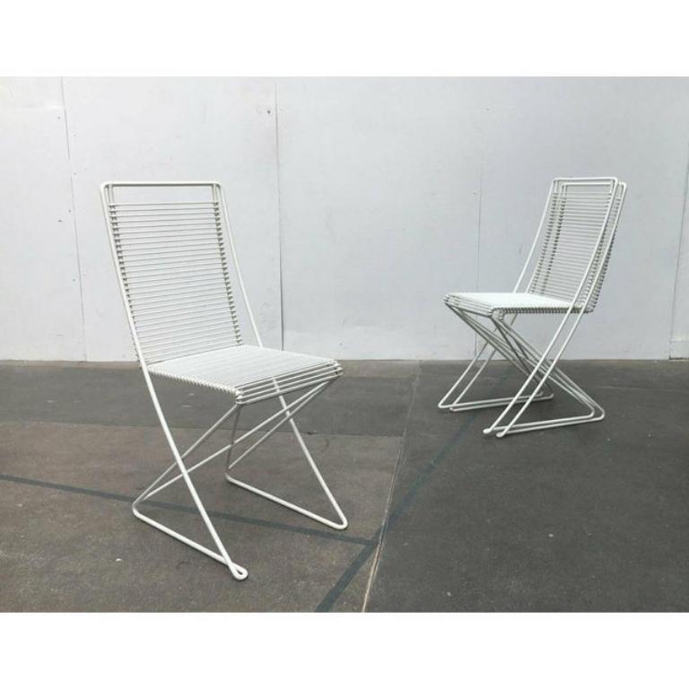Set of 3 German Postmodern White Kreuzschwinger Chairs by Till Behrens, 1980s For Sale 2