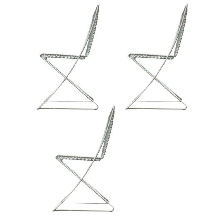 Ensemble de 3 chaises Kreuzschwinger blanches postmodernes allemandes par Till Behrens, années 1980
