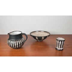 Set of 3 German Studio Pottery Bowl, Jug & Small Mug by Monika Maetzel, 1960s