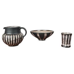 Juego de 3 cuencos, jarras y tazas pequeñas de Studio Pottery alemán de Monika Maetzel, años 60