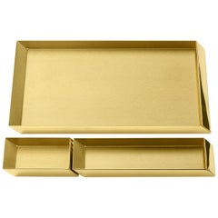 Lot de 3 plateaux en laiton de Ghidini 1961 Axonometry par Elisa Giovanni