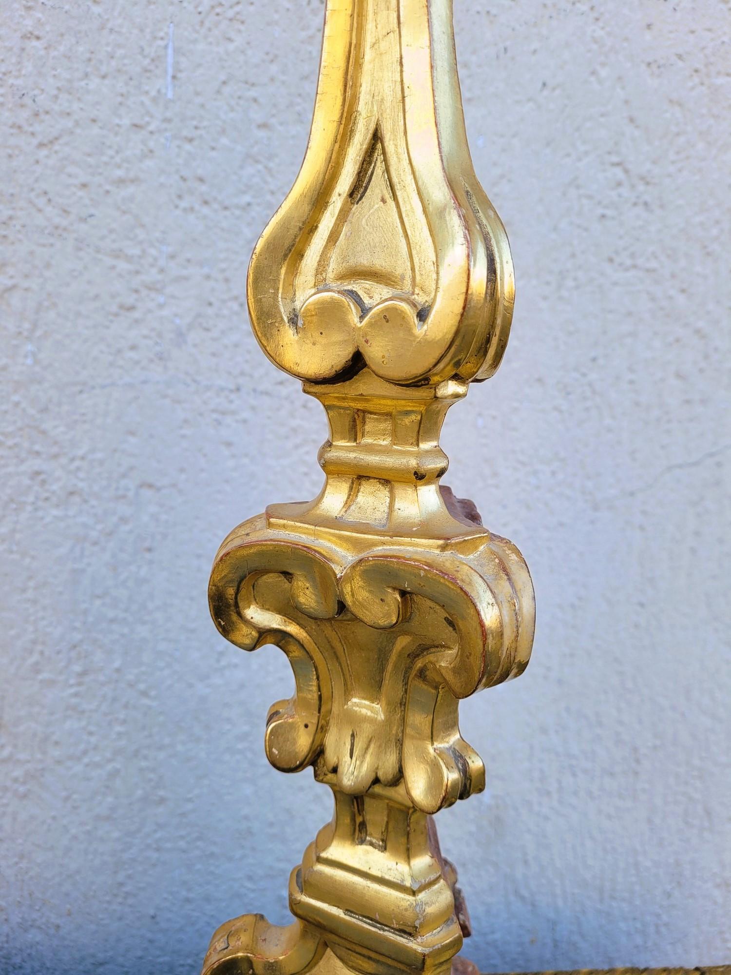italien Ensemble de 3 chandeliers en bois doré, 19ème siècle en vente