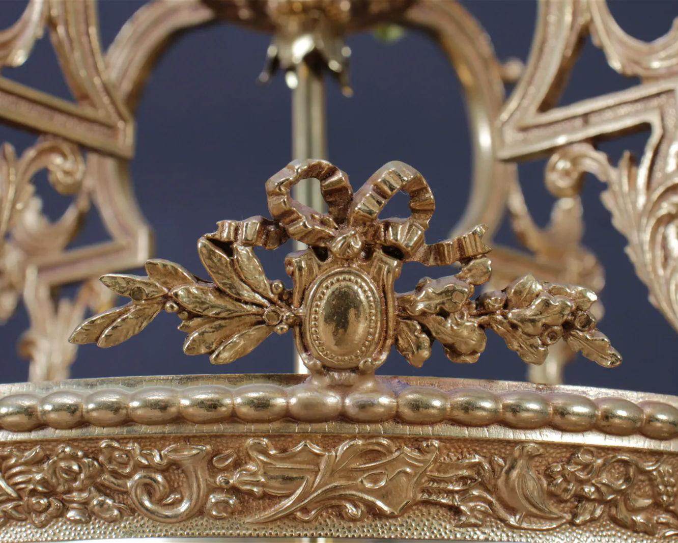 20th Century Set of 3 Gilt Bronze and Glass Louis XVI Lanterns For Sale