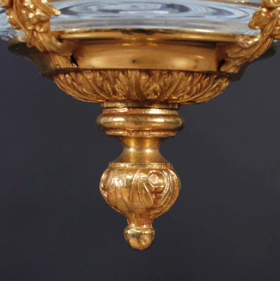 Set of 3 Gilt Bronze and Glass Louis XVI Lanterns For Sale 1