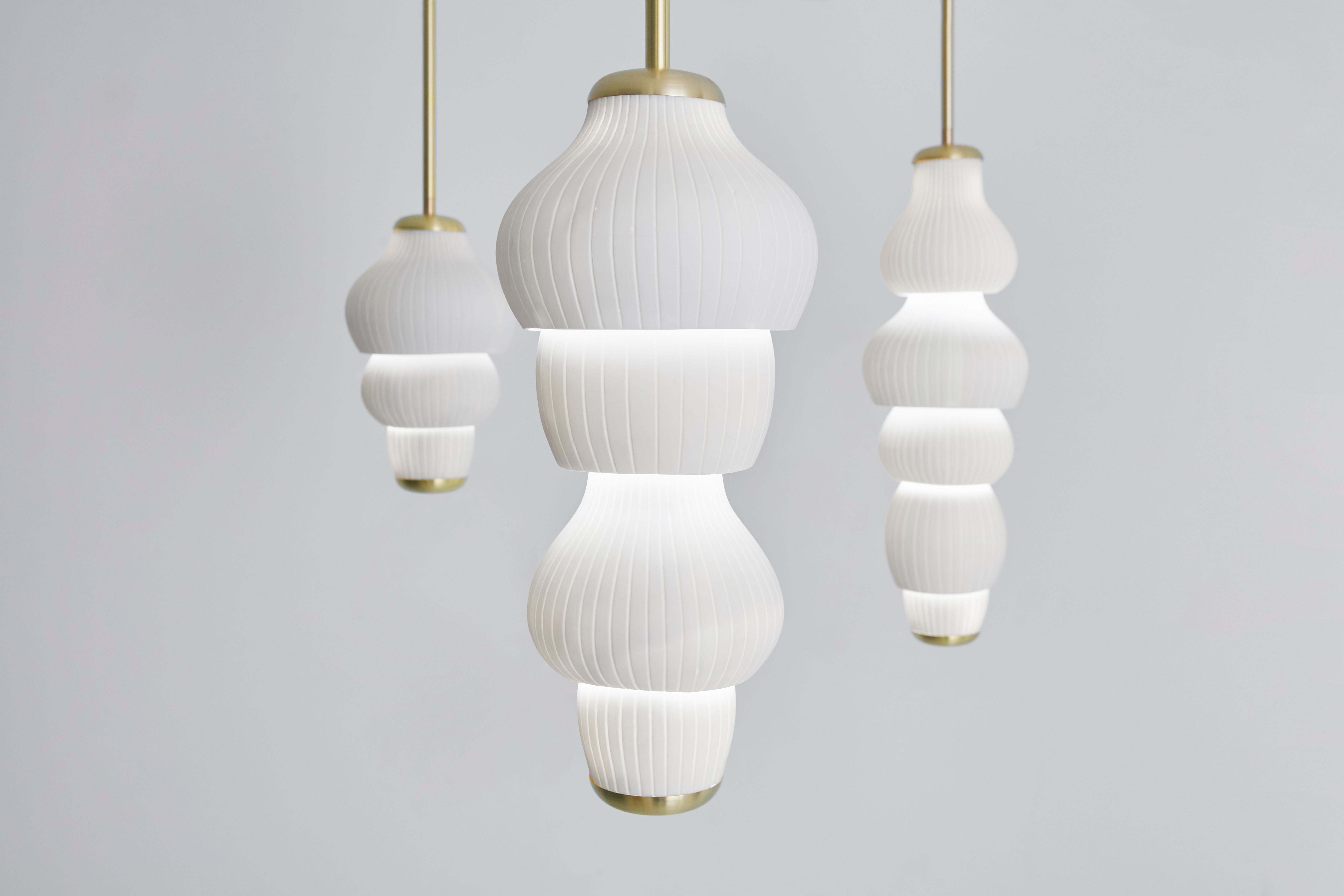 Set of 3 Glaïeul Pendants Light by Mydriaz In New Condition For Sale In Geneve, CH