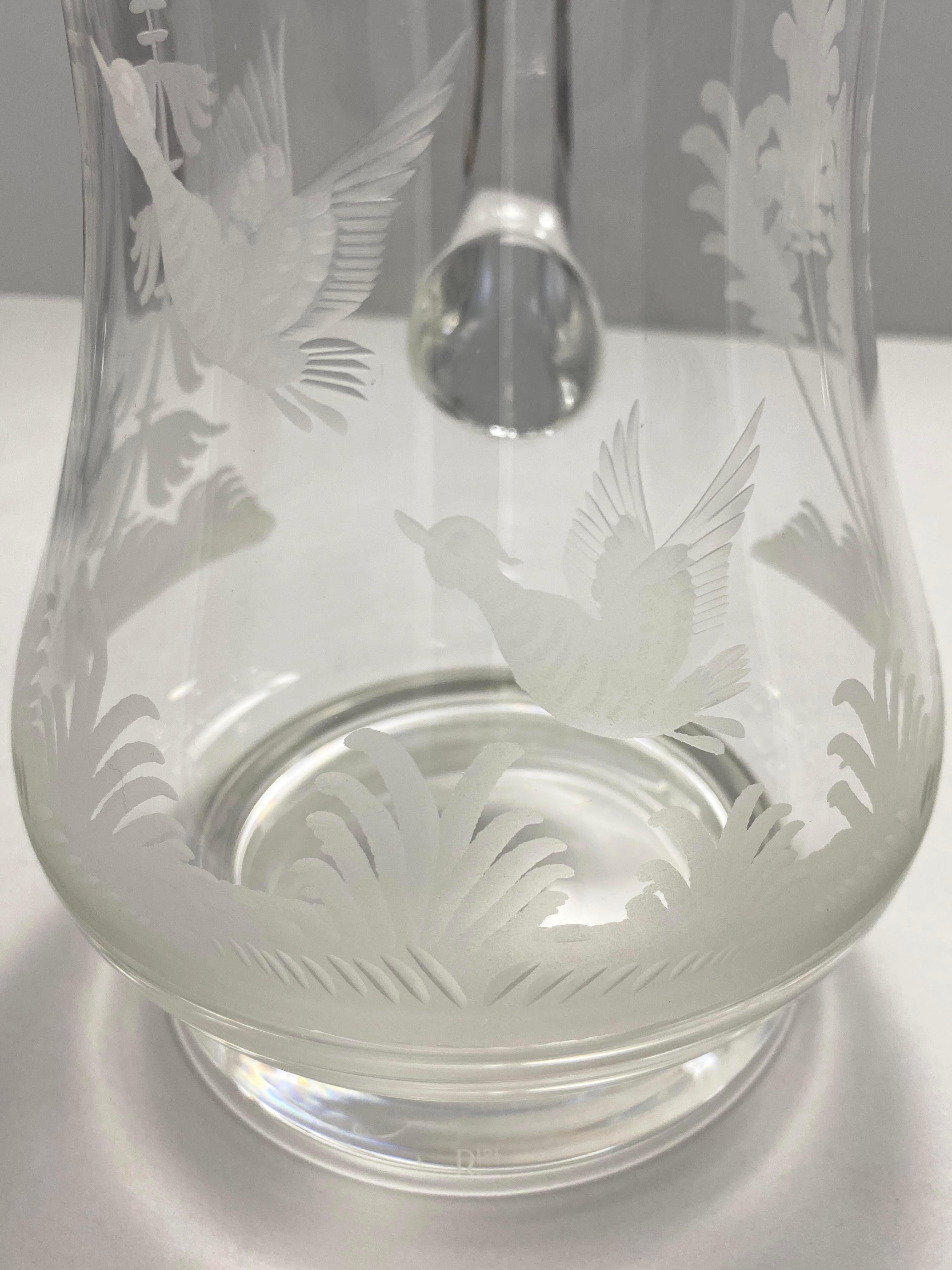Set of 3 Glass Etched Pitchers from Andre Leon Talley's Private Collection For Sale 5