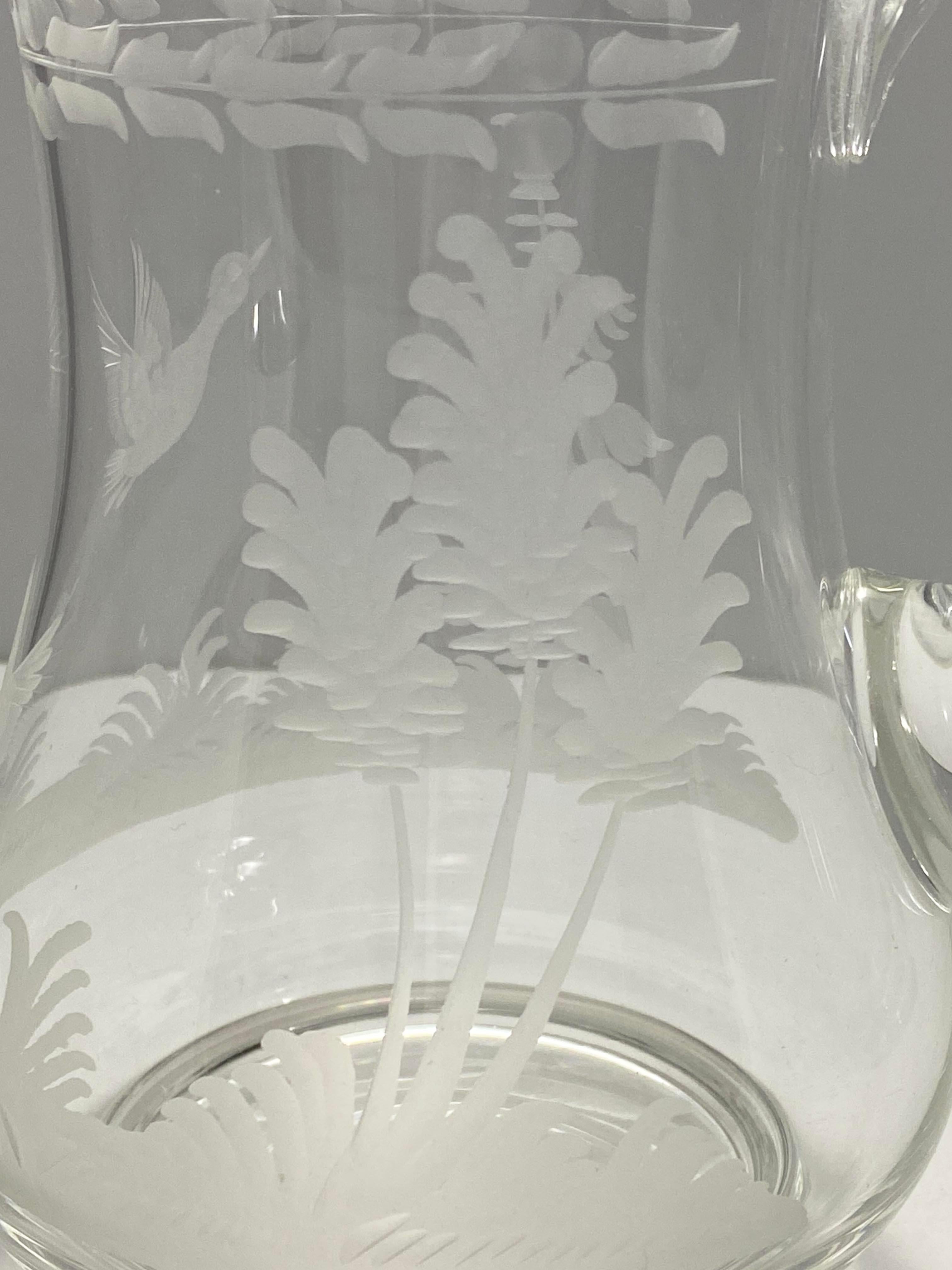 Set of 3 Glass Etched Pitchers from Andre Leon Talley's Private Collection For Sale 6