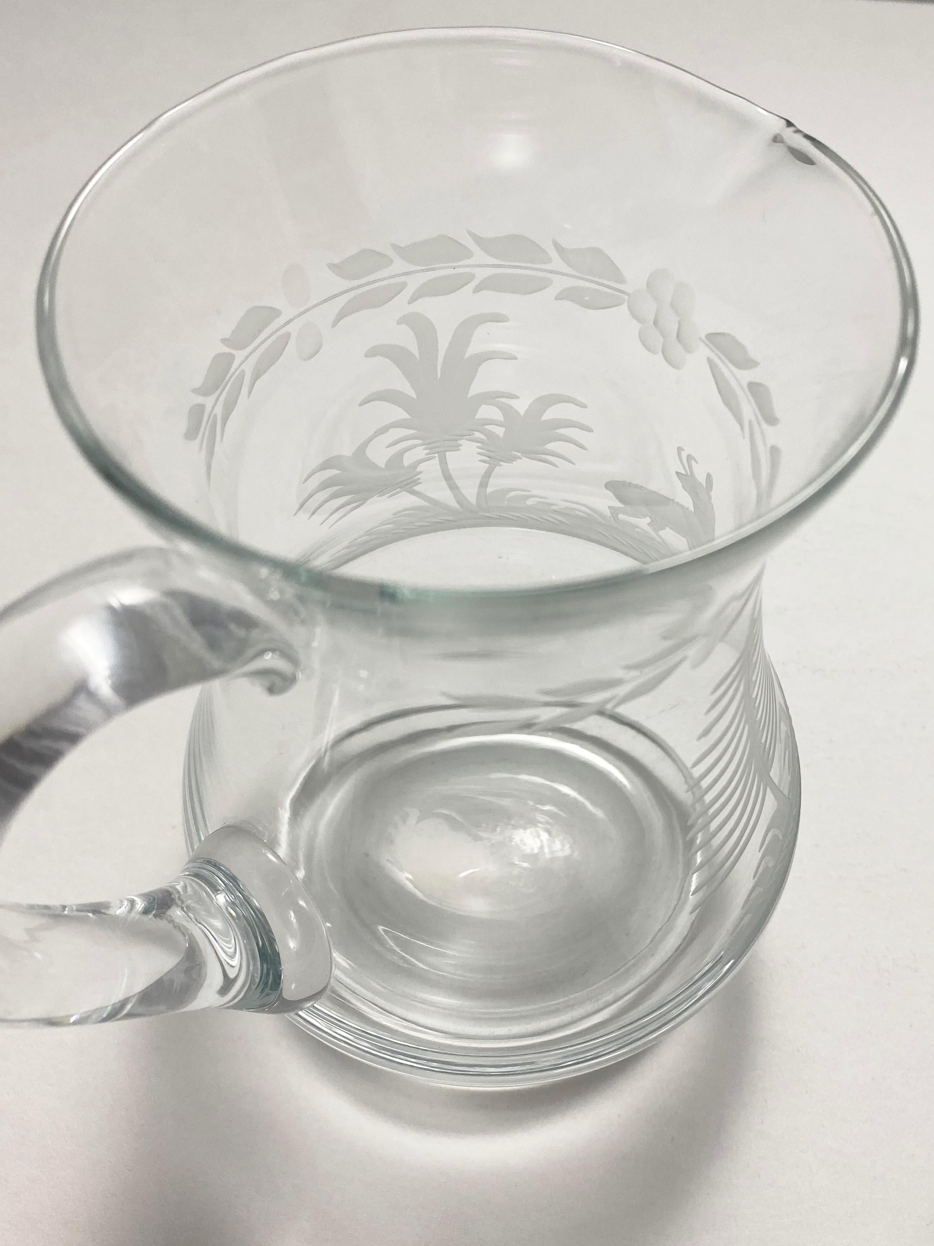 Set of 3 Glass Etched Pitchers from Andre Leon Talley's Private Collection For Sale 9