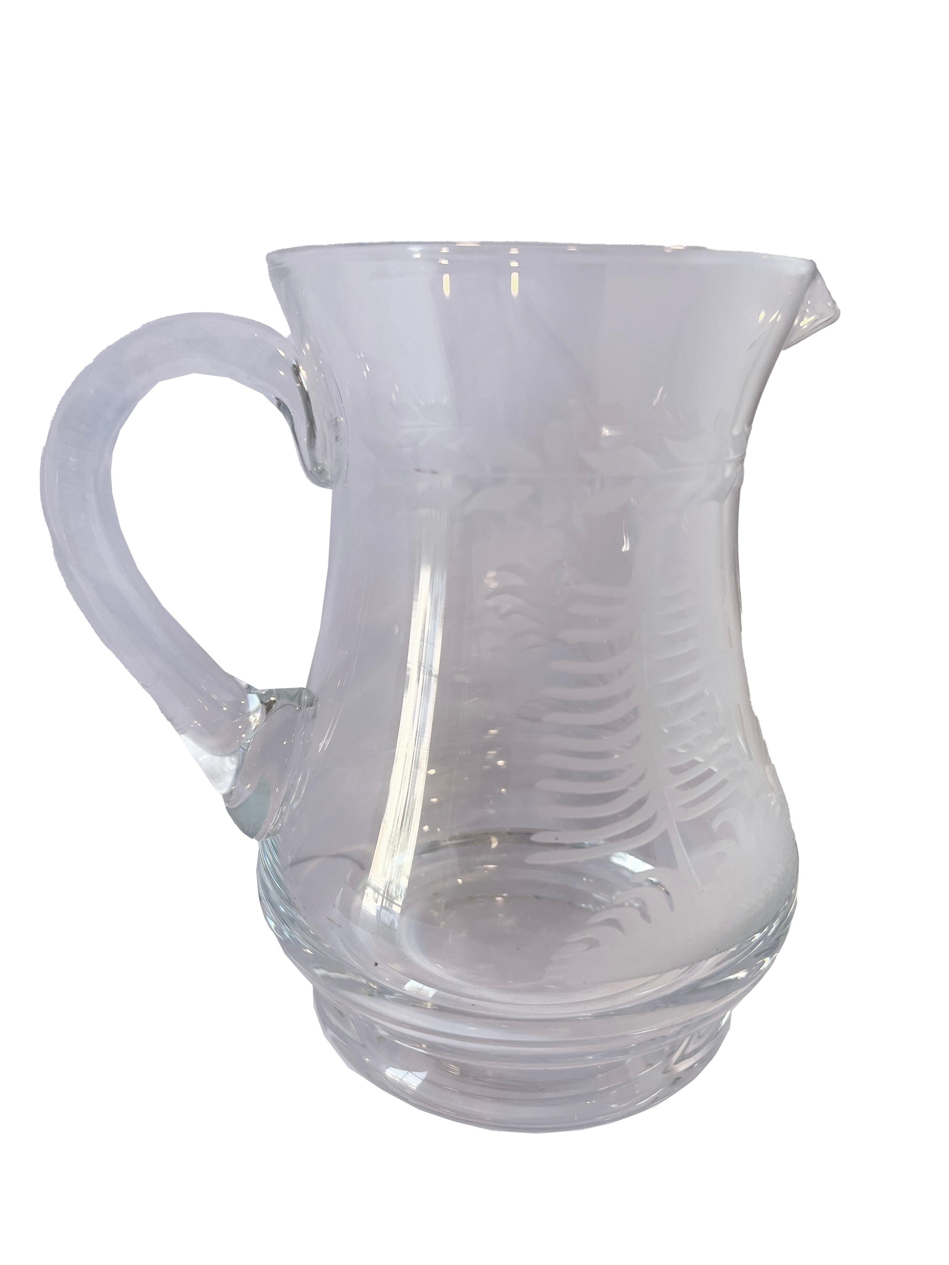 Unknown Set of 3 Glass Etched Pitchers from Andre Leon Talley's Private Collection For Sale