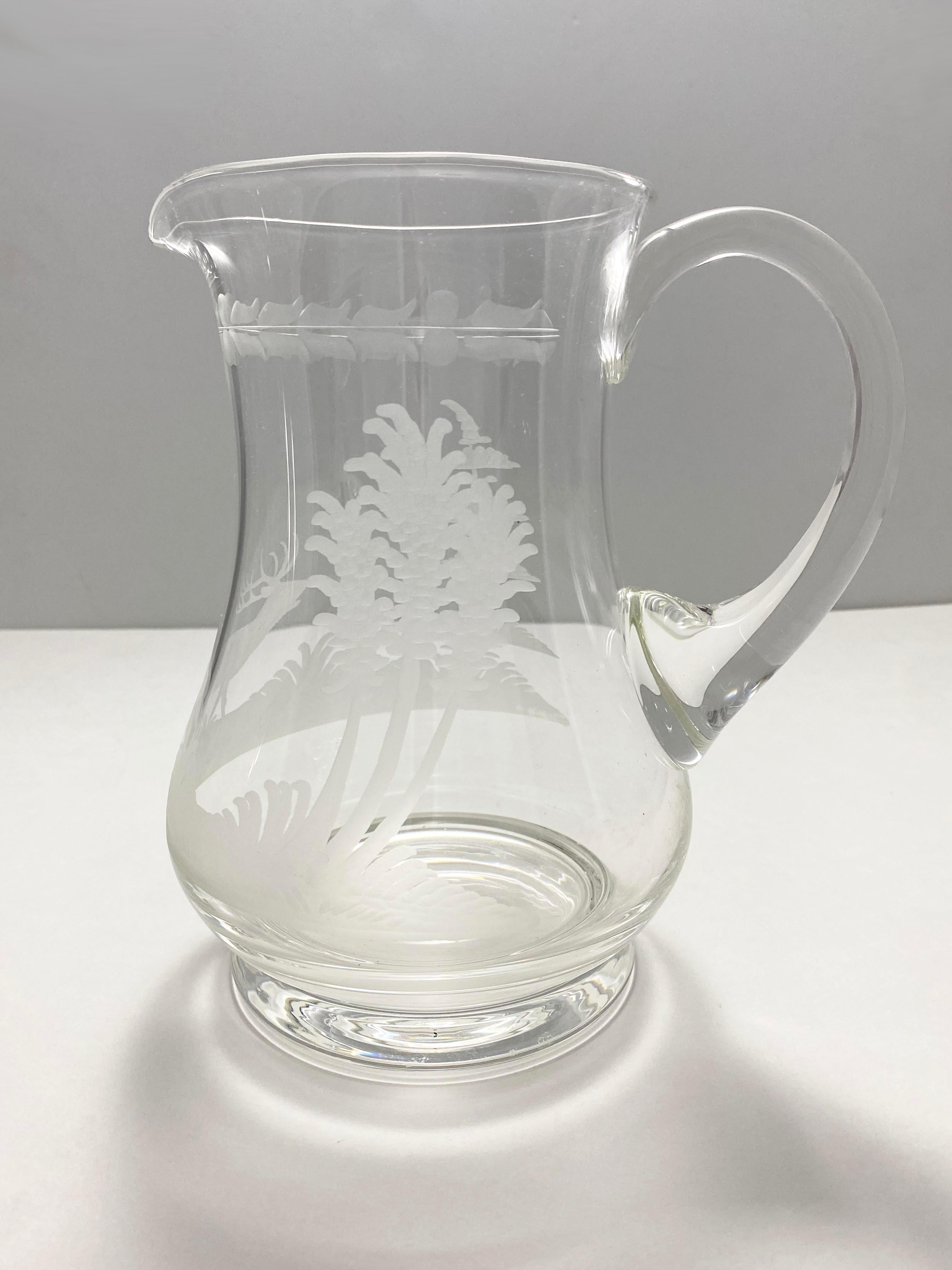 Unknown Set of 3 Glass Etched Pitchers from Andre Leon Talley's Private Collection For Sale