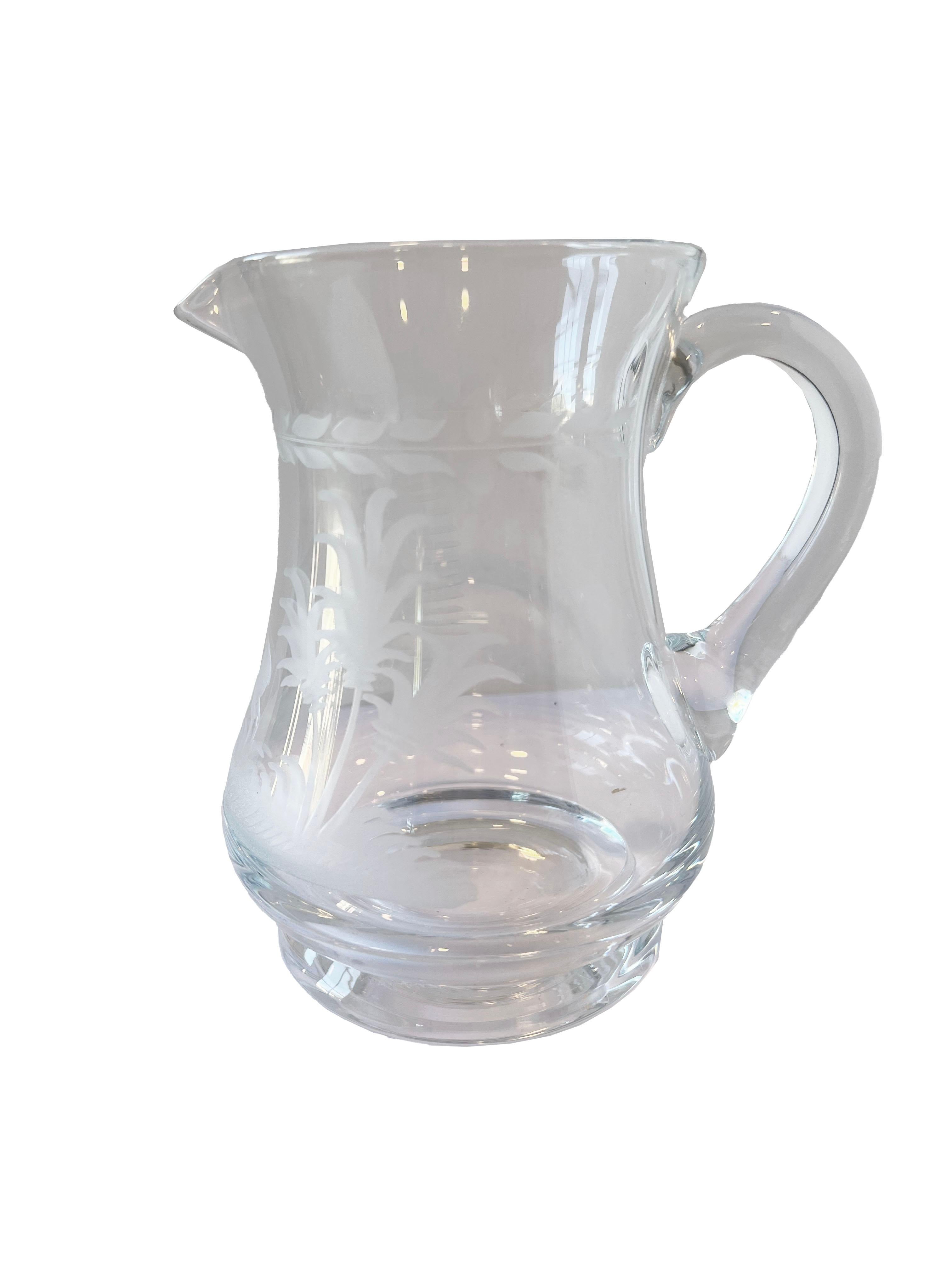 20th Century Set of 3 Glass Etched Pitchers from Andre Leon Talley's Private Collection For Sale