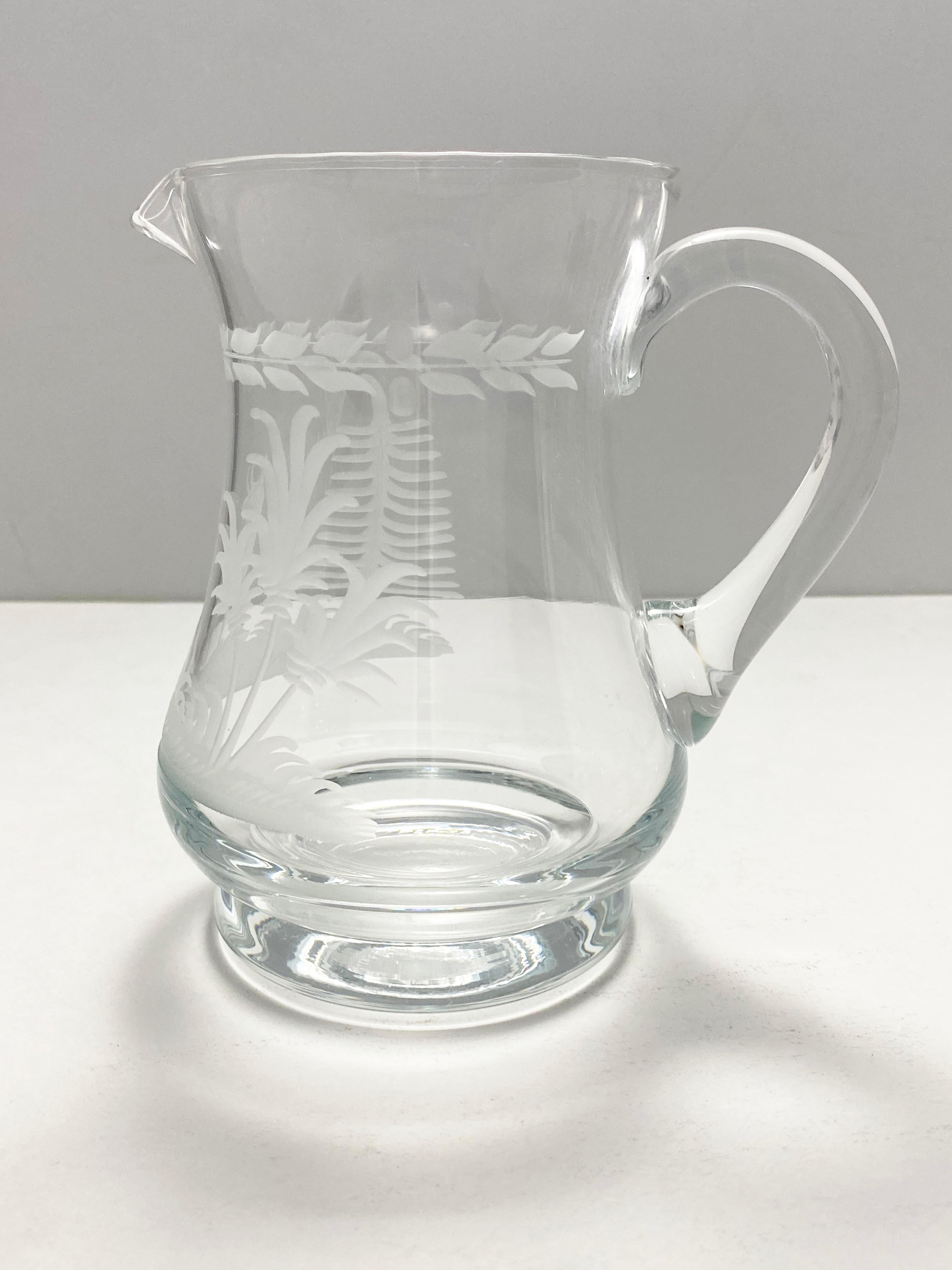 20th Century Set of 3 Glass Etched Pitchers from Andre Leon Talley's Private Collection For Sale