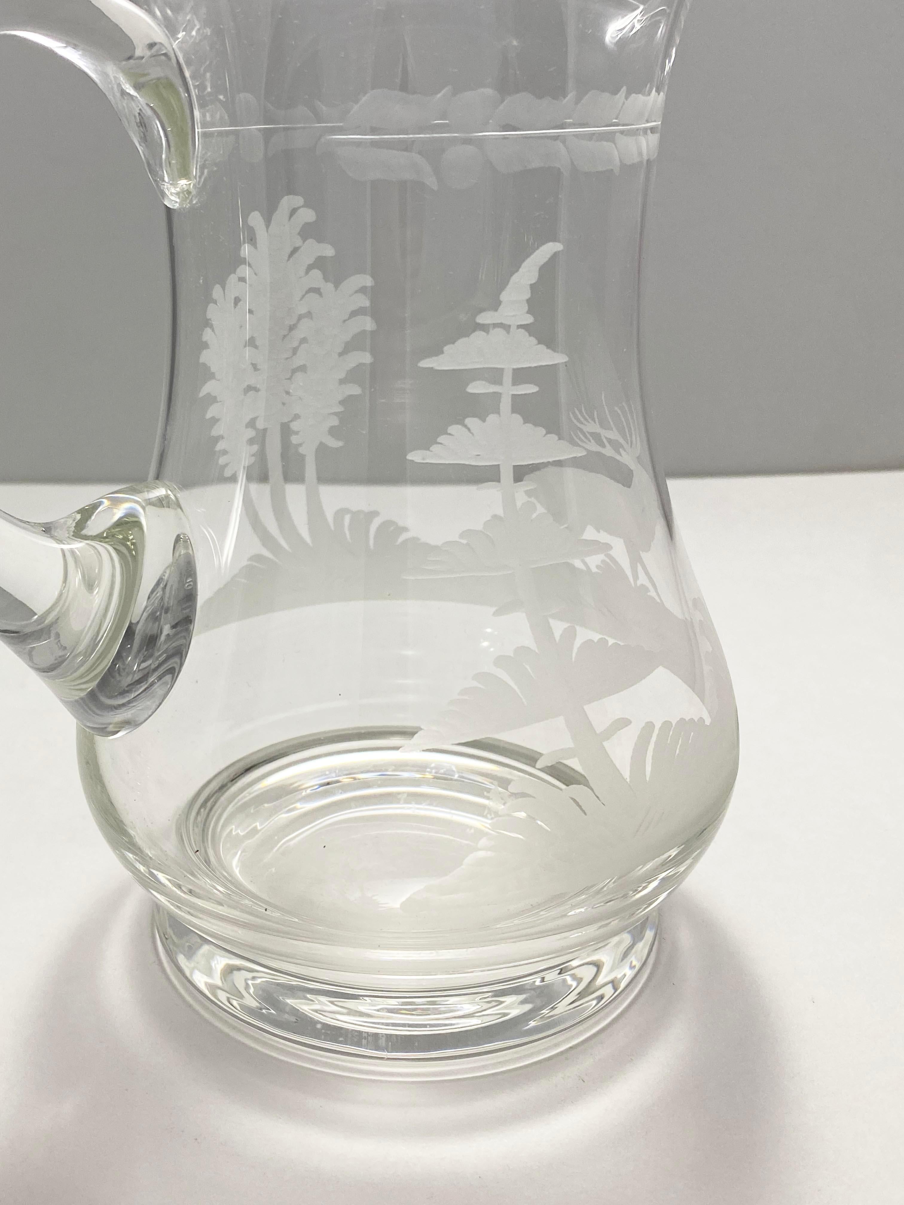 Set of 3 Glass Etched Pitchers from Andre Leon Talley's Private Collection For Sale 2