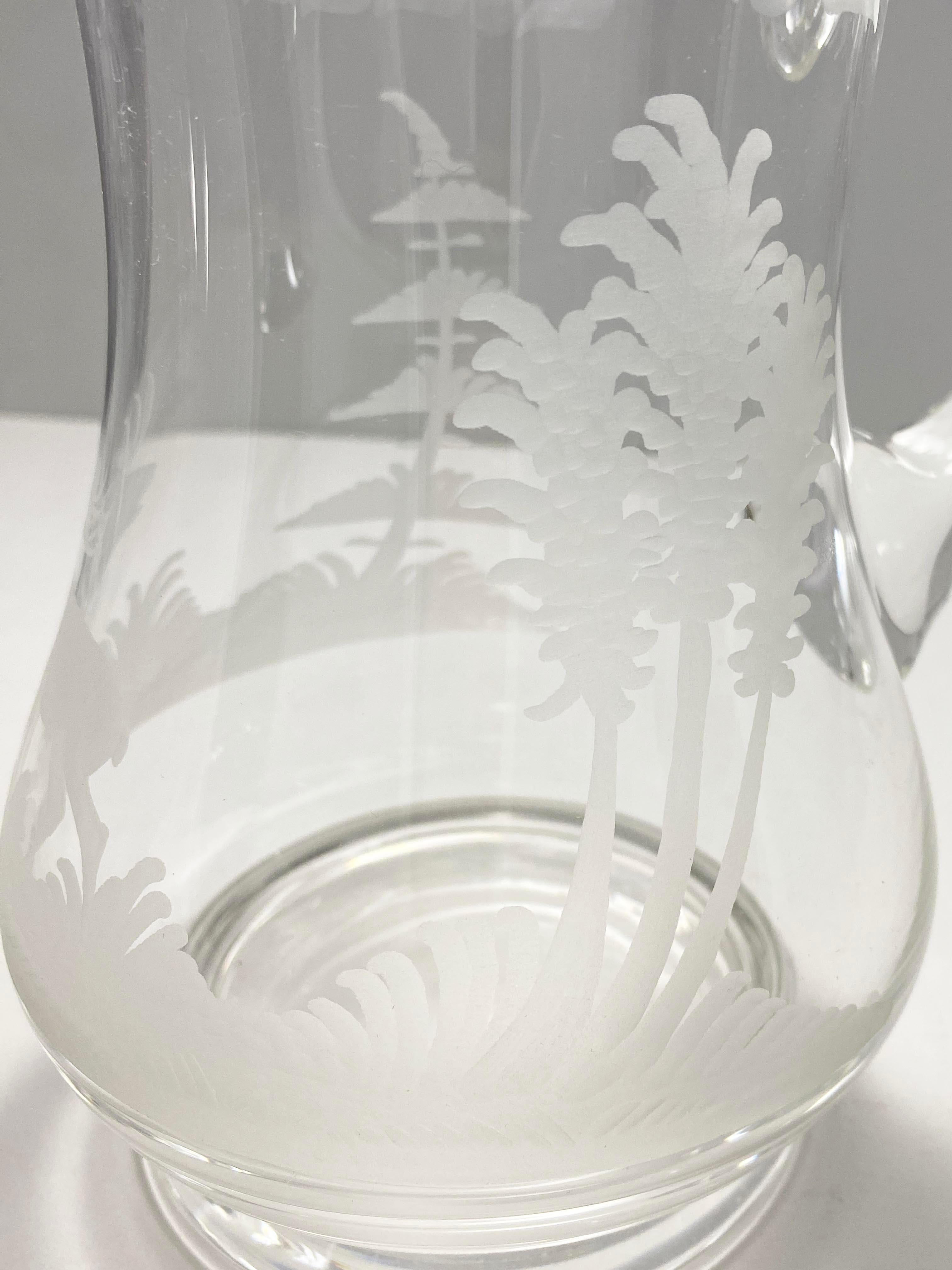 Set of 3 Glass Etched Pitchers from Andre Leon Talley's Private Collection For Sale 3