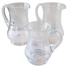 Vintage Set of 3 Glass Etched Pitchers from Andre Leon Talley's Private Collection