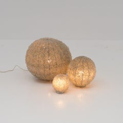Set of 3 glass-pearl lamps