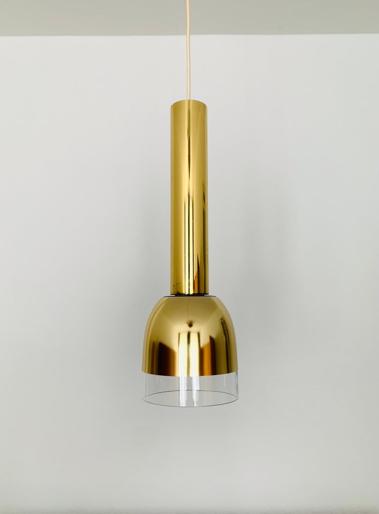 Mid-Century Modern Set of 3 Glass Pendant Lamps by Glashütte Limburg  For Sale