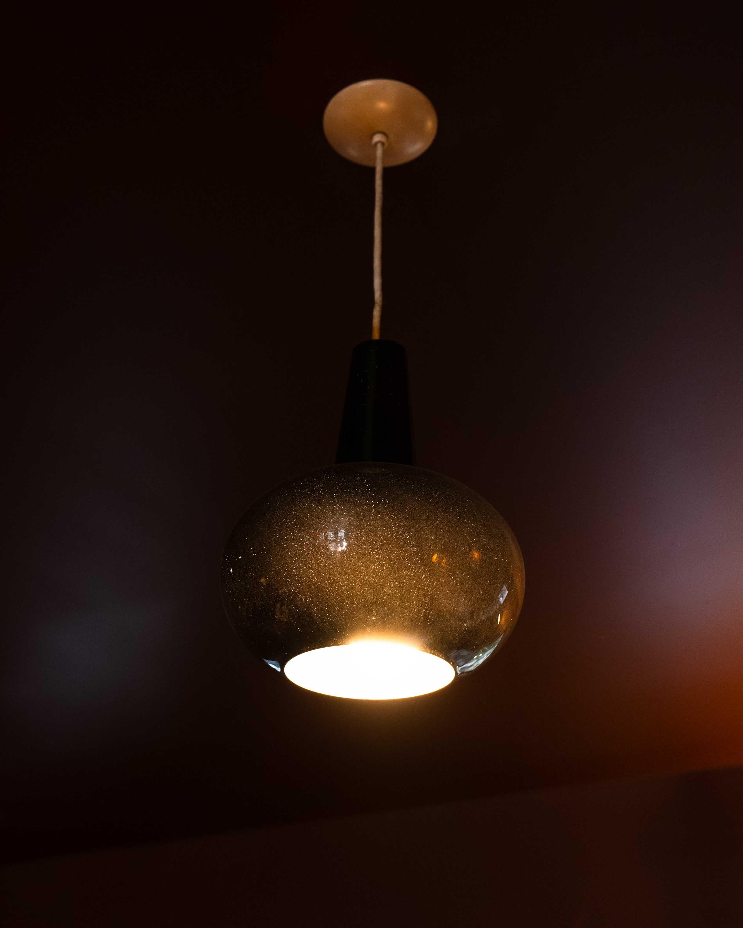 German Set of 3 Glass Pendant Lights For Sale