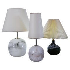 Set of 3 Glass Table Lamps by Michael Bang, Holmegaard Glasværk