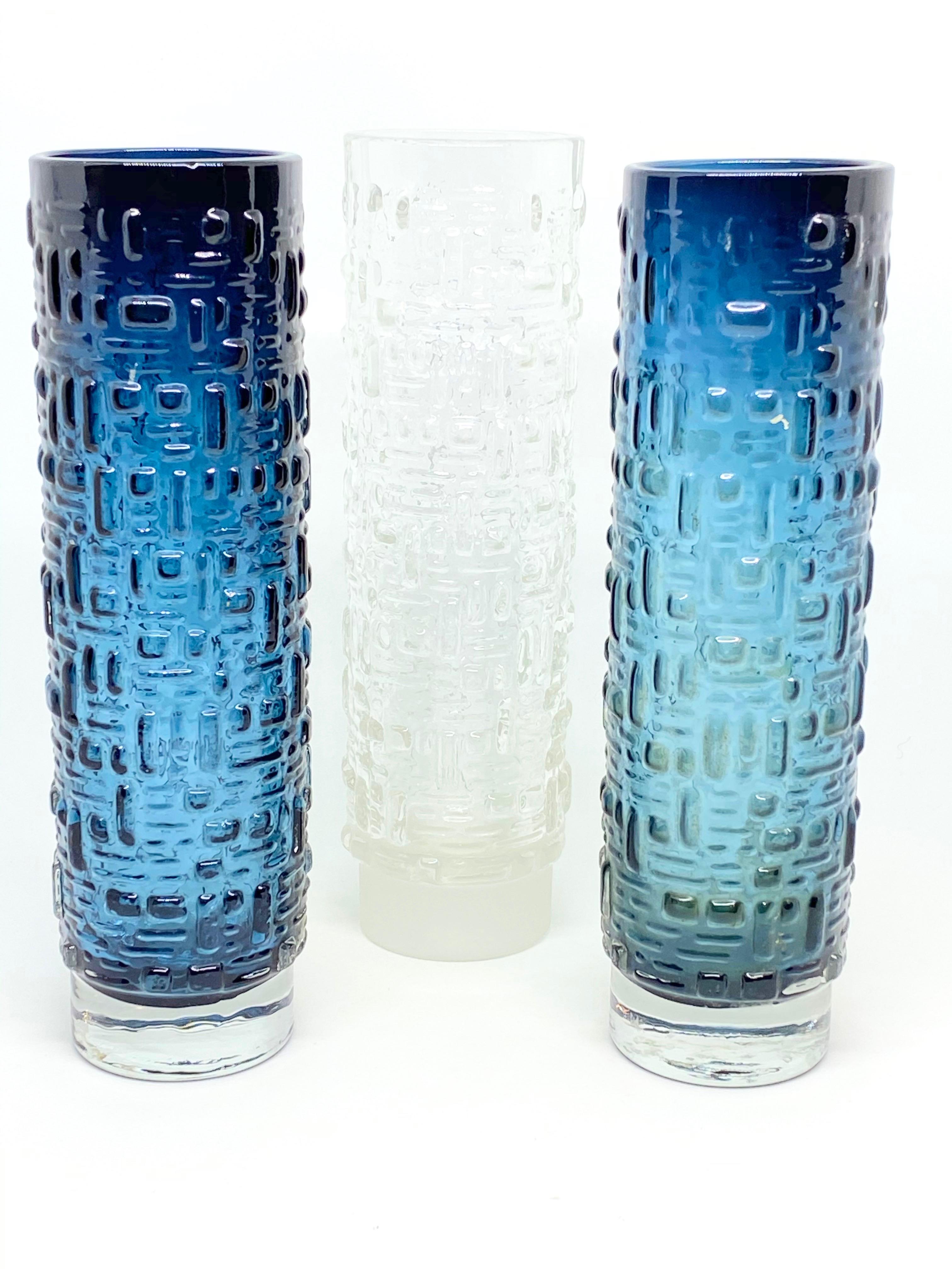 Stampato Set di 3 vasi in vetro di Emil Funke per Gral Glass, circa anni '70 in vendita