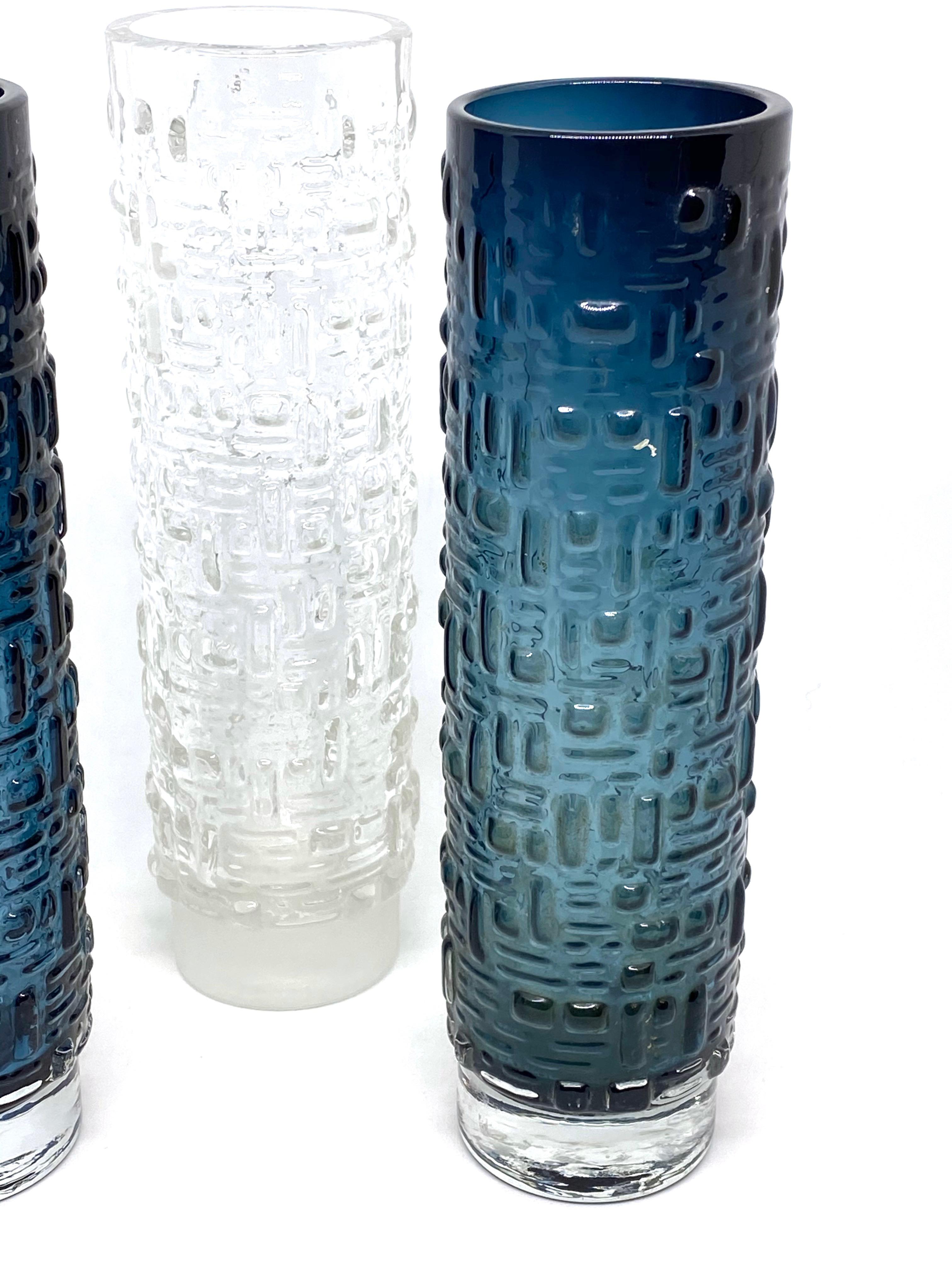 German Set of 3 Glass Vase by Emil Funke for Gral Glass, circa 1970s For Sale