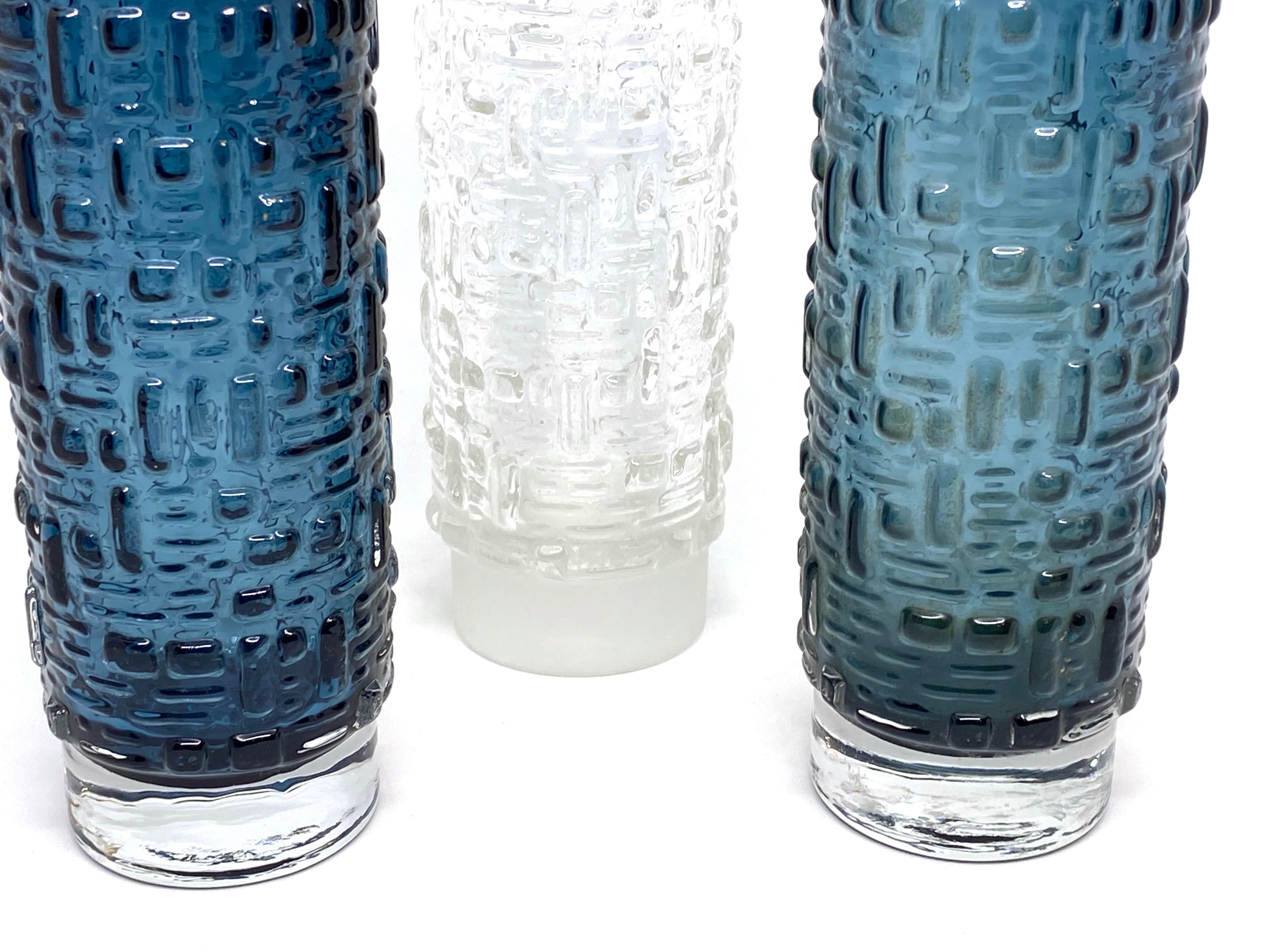 Set of 3 Glass Vase by Emil Funke for Gral Glass, circa 1970s In Good Condition For Sale In Nuernberg, DE