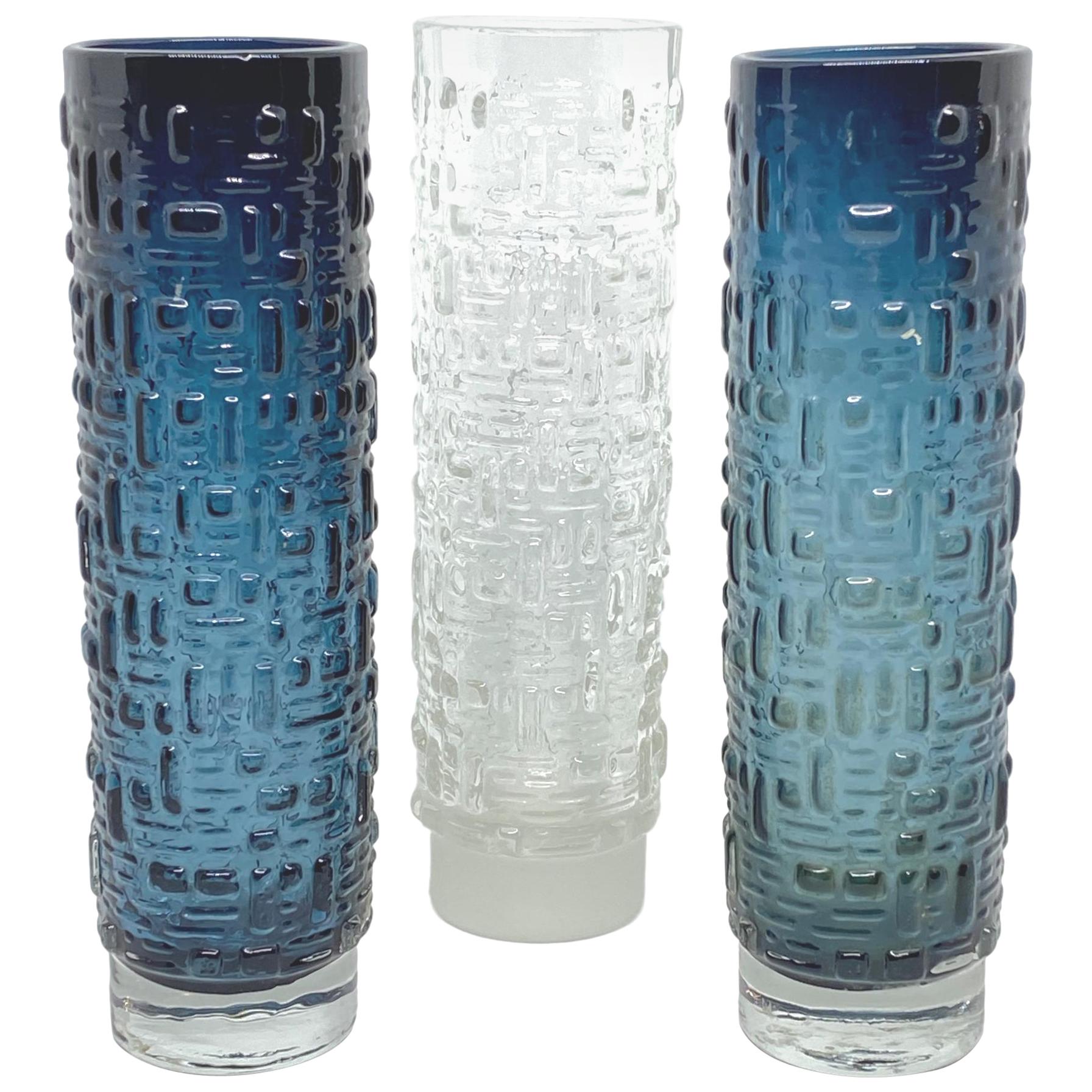 Set of 3 Glass Vase by Emil Funke for Gral Glass, circa 1970s For Sale