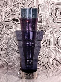 SET of 3 glassvases ASEDA by Bo Borgström & WMF amethyst gray-blue violet vase