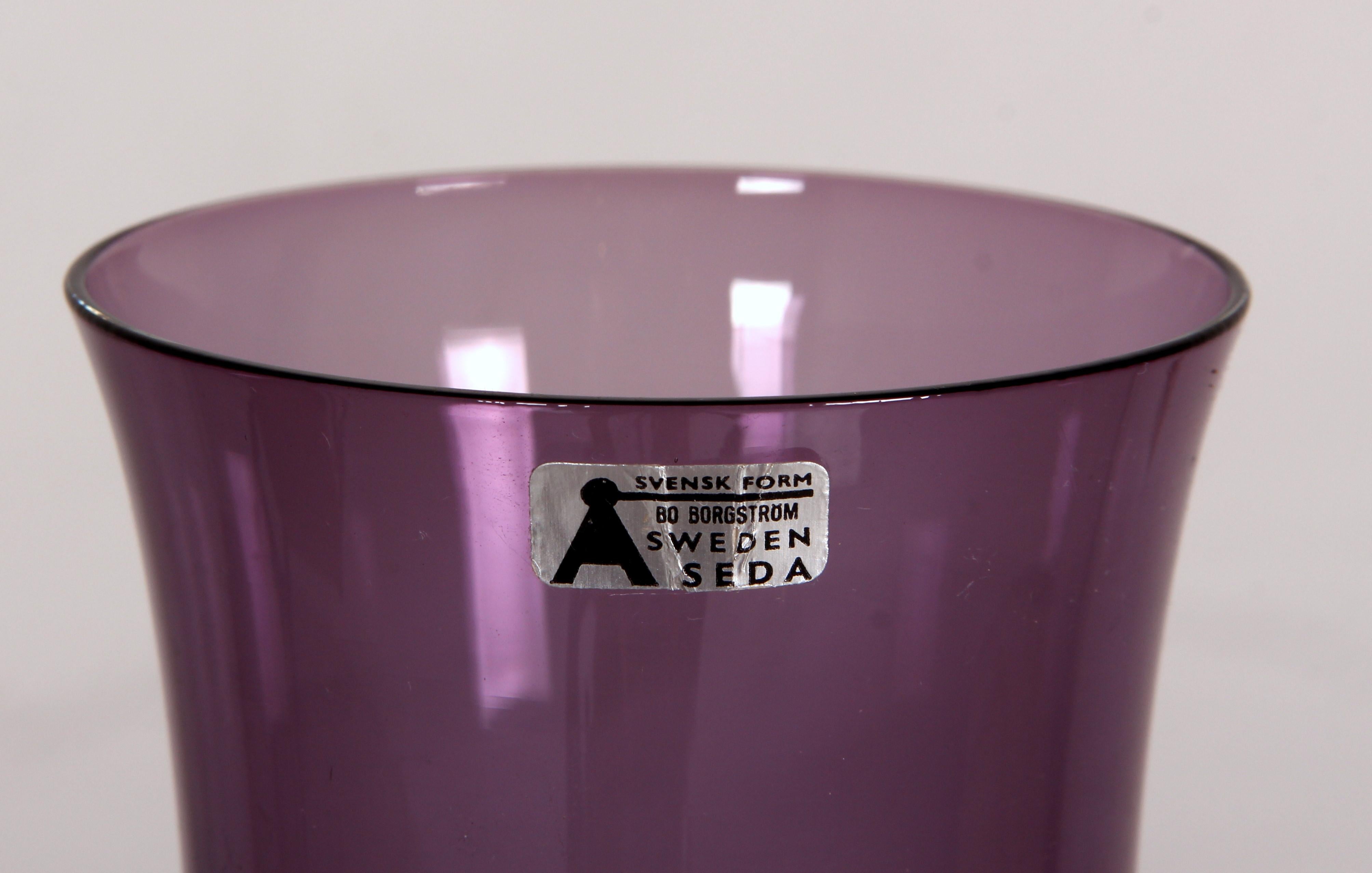 Svedese SET di 3 vasi di vetro Aseda di Bo Borgström & WMF ametista grigio-blu-viola in vendita