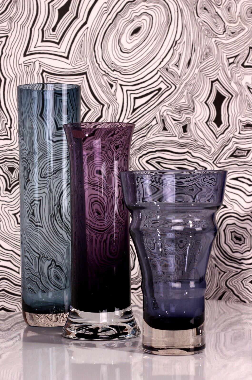 SET di 3 vasi di vetro Aseda di Bo Borgström & WMF ametista grigio-blu-viola in vendita 2
