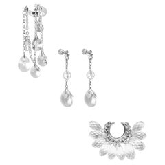 Set of 3 Glimm Earrings in Sterling Silver, Zirconia & Glass Crystals by O Sh