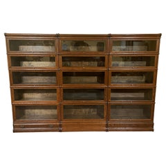 Set Of 3 Globe Wernicke Bookcase In Oak - 19th Century