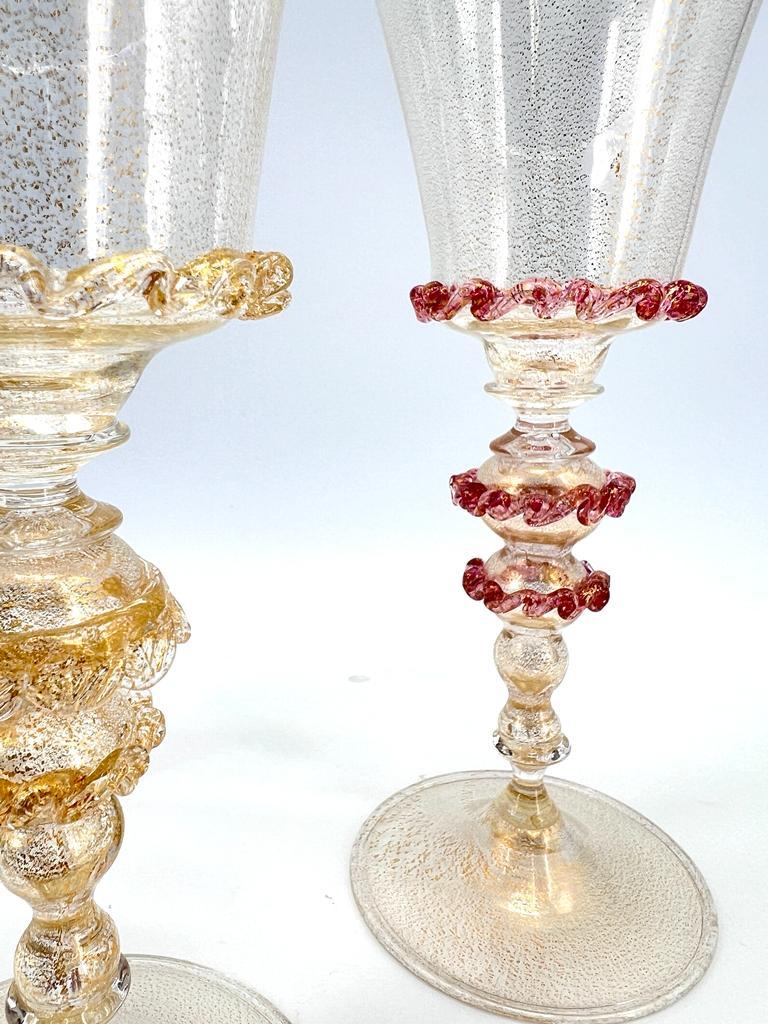 Set von 3 Goblets, handgefertigt aus Murano-Kunstglas, Sammlerstück und selten im Angebot 4