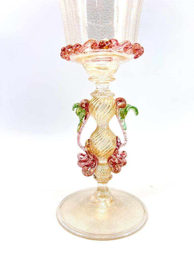 Set von 3 Goblets, handgefertigt aus Murano-Kunstglas, Sammlerstück und selten im Angebot 2