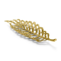 Set of 3 Gold Palm Leaf Metal Centerpiece Platter