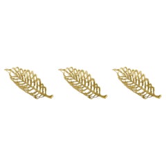 Set of 3 Gold Palm Leaf Metal Centerpiece Platter