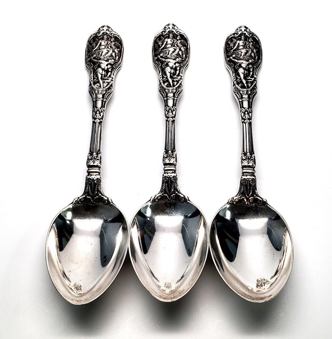 American Set of 3 Gorham Mythologique Sterling Silver Serving Spoons with Monogram