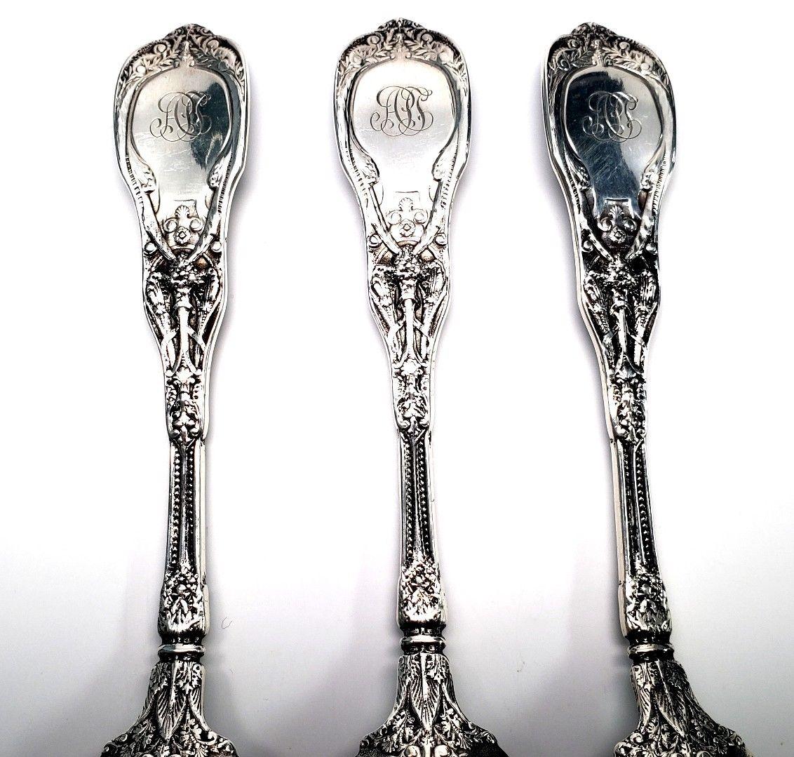 20th Century Set of 3 Gorham Mythologique Sterling Silver Serving Spoons with Monogram