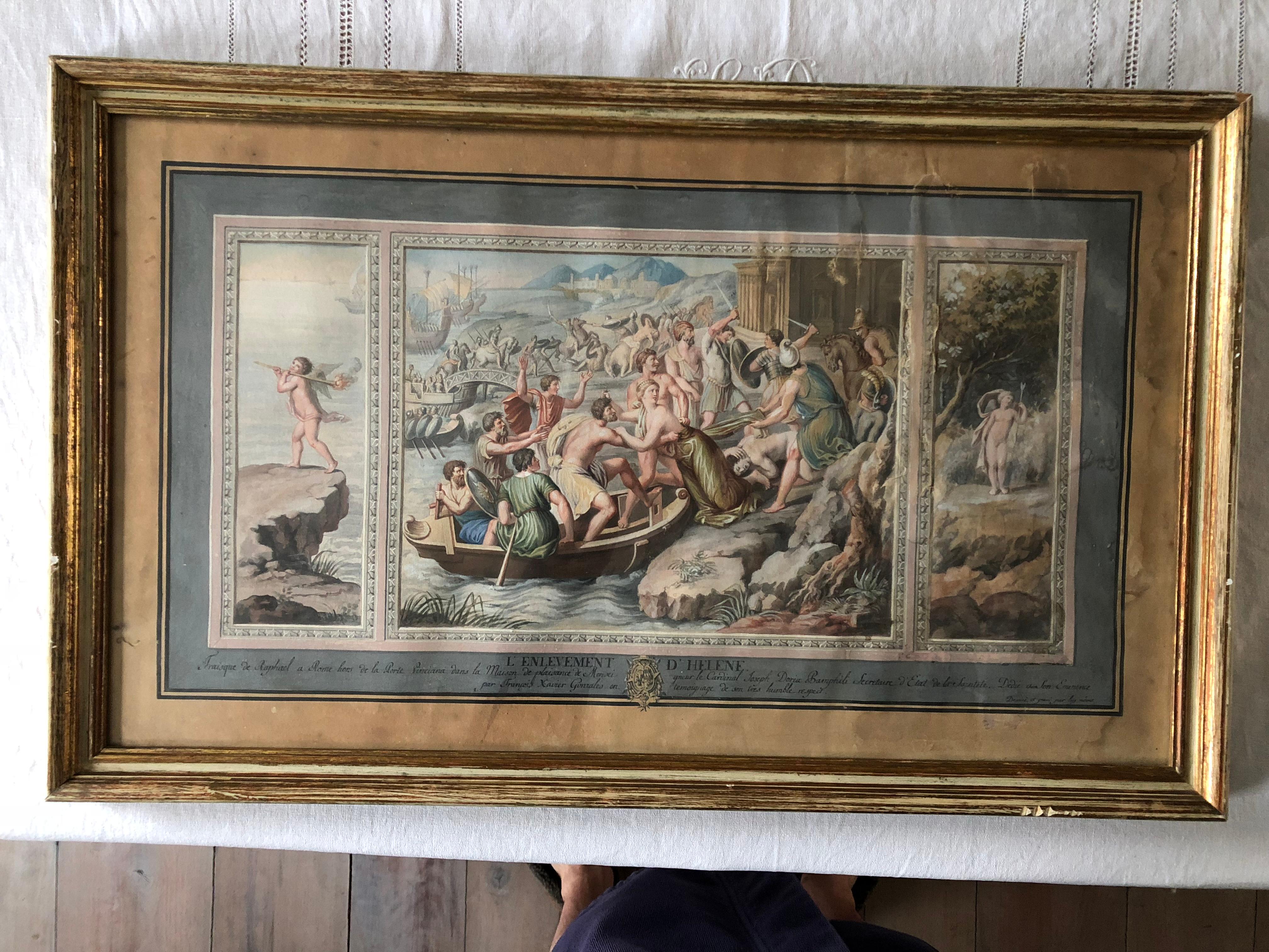 Set von 3 Gouache-Gemälden „Doria Pamphilj“ im Angebot 2