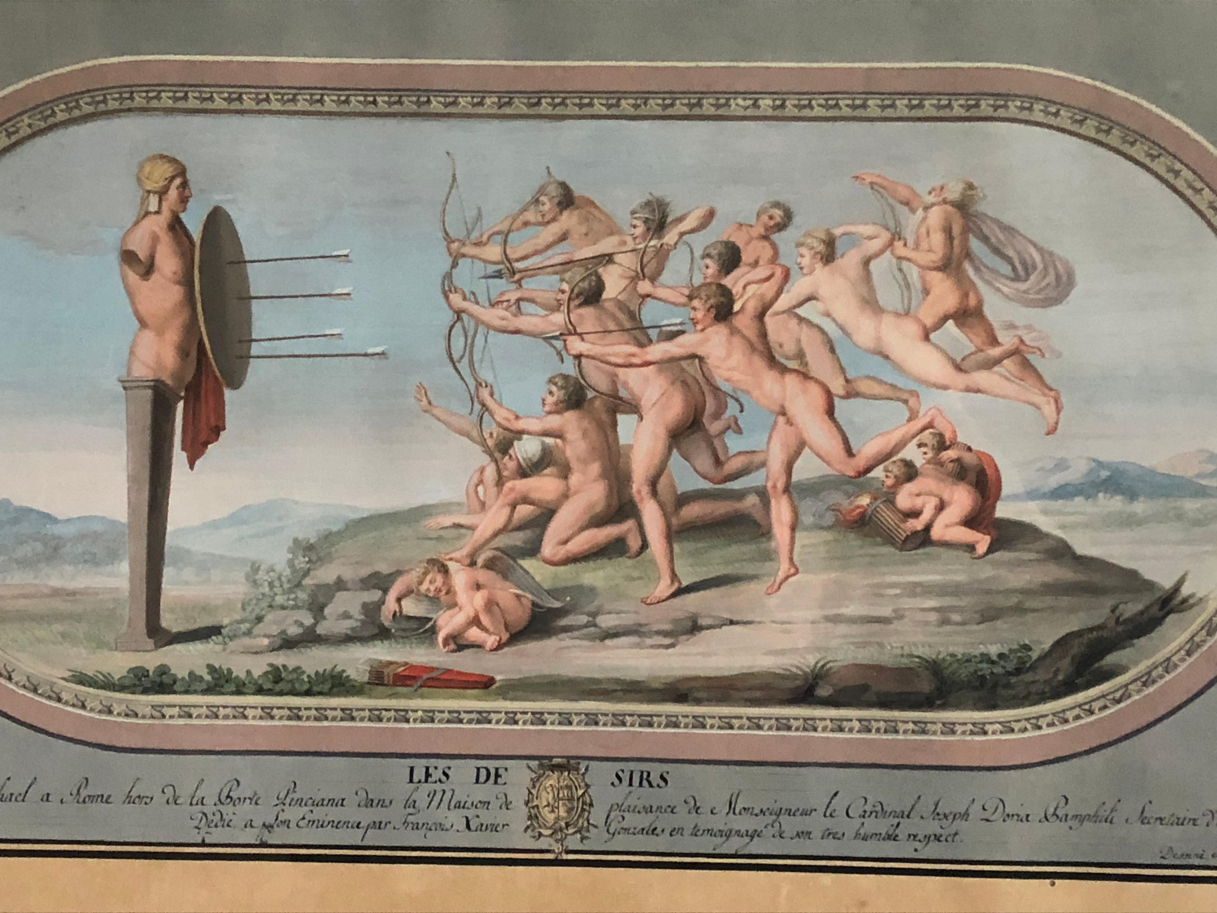 Set von 3 Gouache-Gemälden „Doria Pamphilj“ im Angebot 3