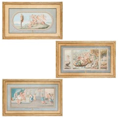 Conjunto de 3 pinturas al gouache "Doria Pamphilj"
