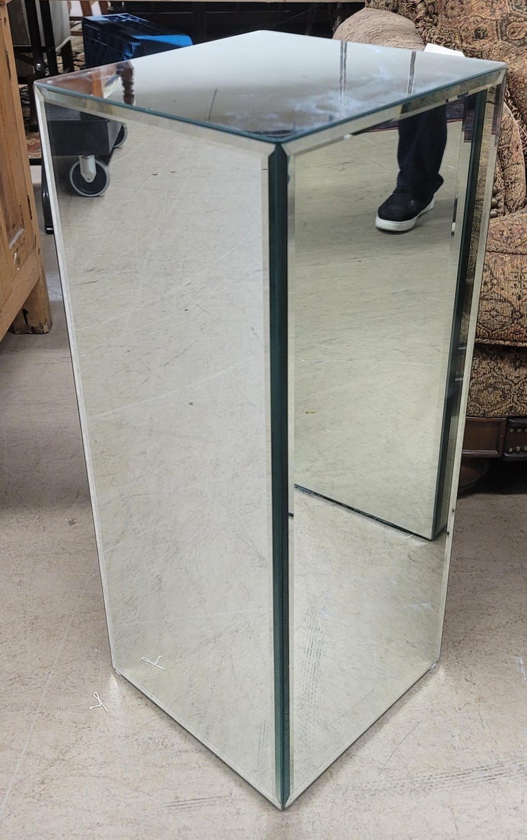 Set of 3 Graduated Modernist Beveled Glass Mirrored Pedestals For Sale ...