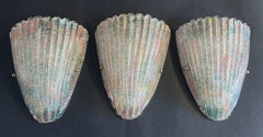 Set of 3 Green and Pink Graniglia Shield Sconces