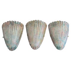 Set of 3 Green and Pink Graniglia Shield Sconces