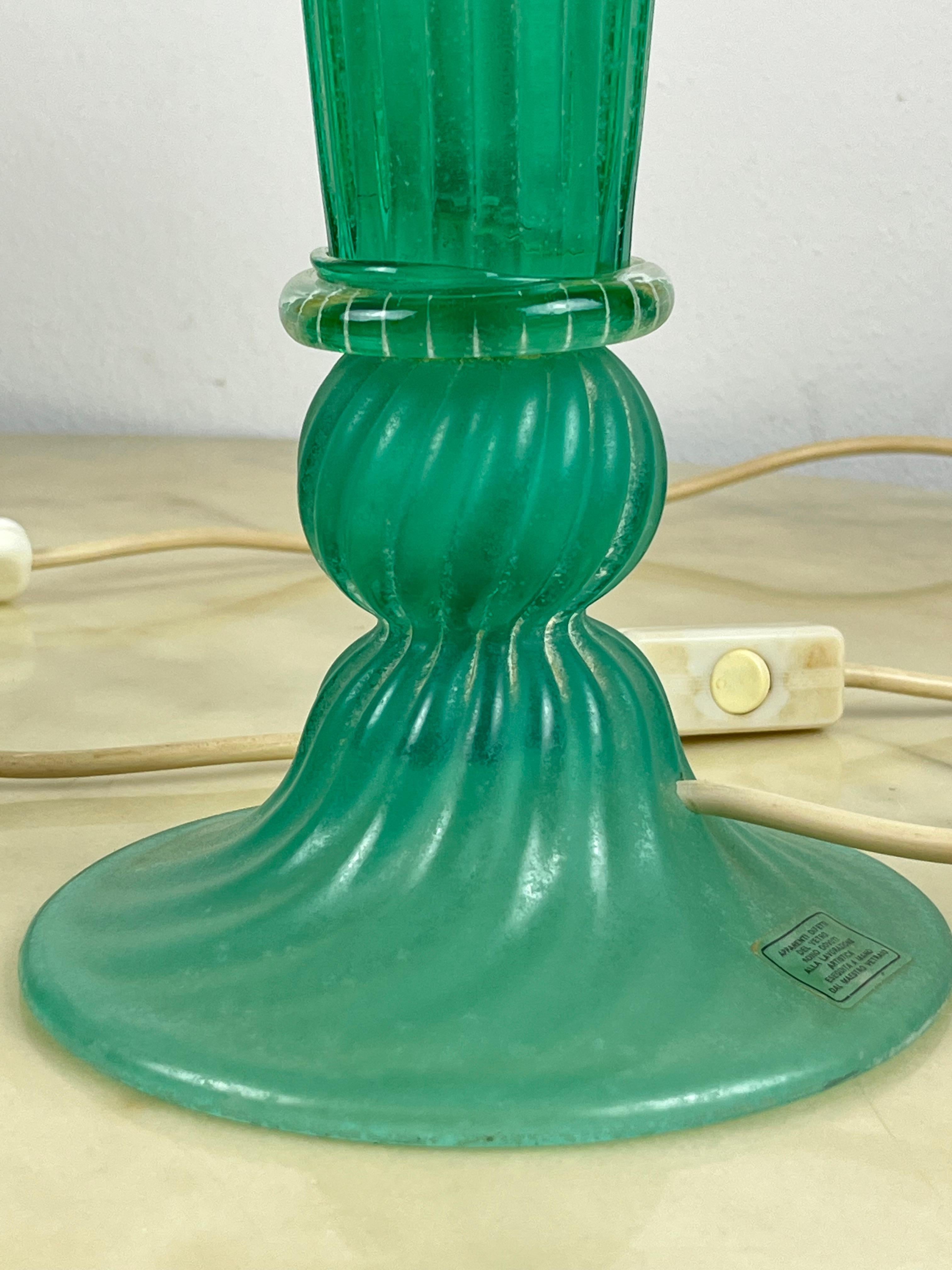 Ensemble de 3 lampes vertes en verre de Murano de conception italienne  1980s. en vente 3