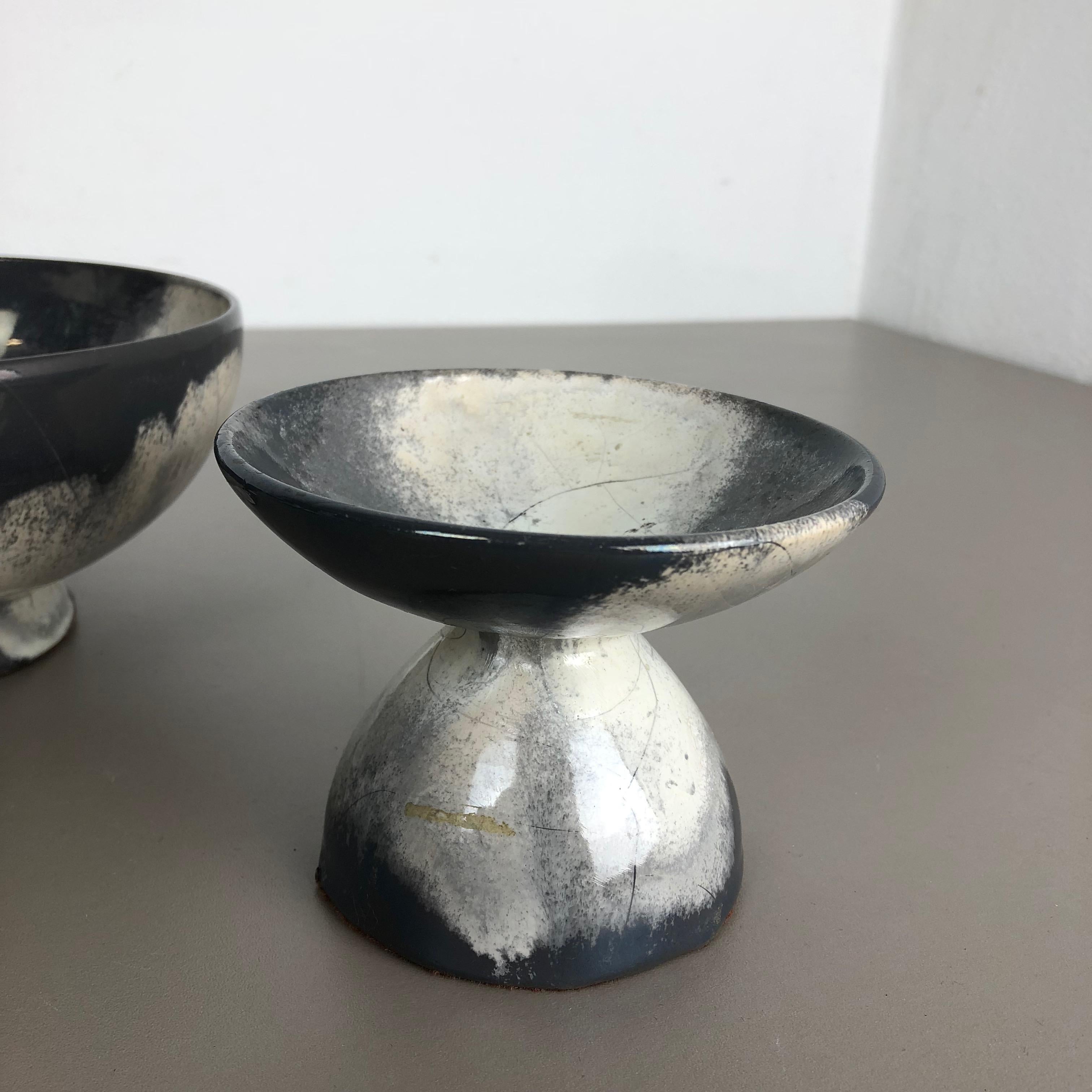 Set of 3 Grey Ceramic Studio Pottery Vase Objects by Otto Keramik, Germany 1980s For Sale 3