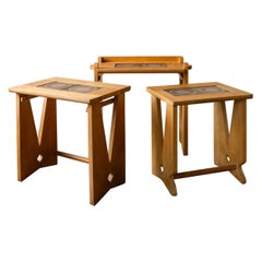 Set of 3 Guillerme
Chambron Nesting Tables, France, 1950s