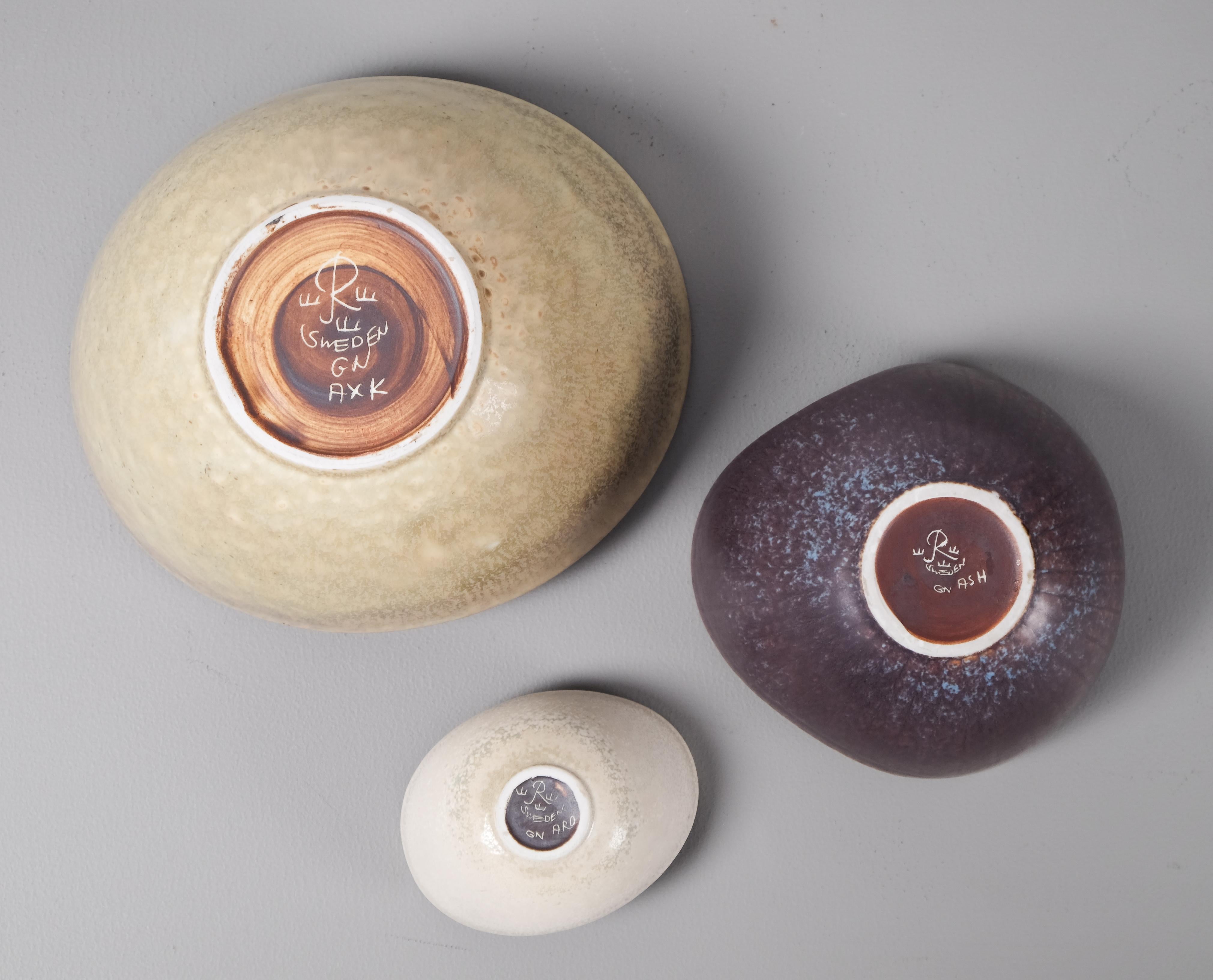 Stoneware Set of 3 Gunnar Nylund Bowls by Rörstrand, Sweden, 1950s