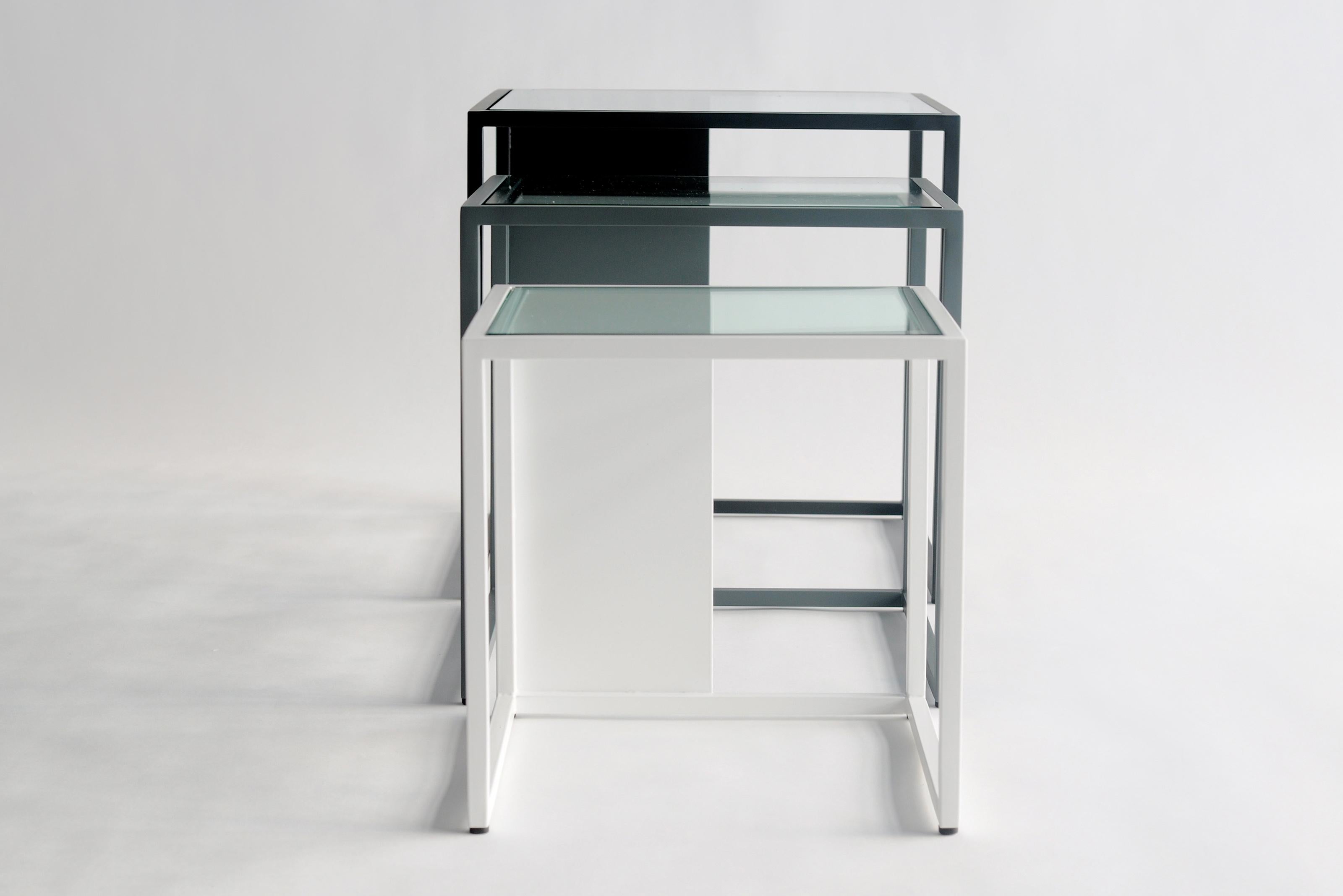 American Set Of 3 Half & Half Nesting Tables by Phase Design For Sale