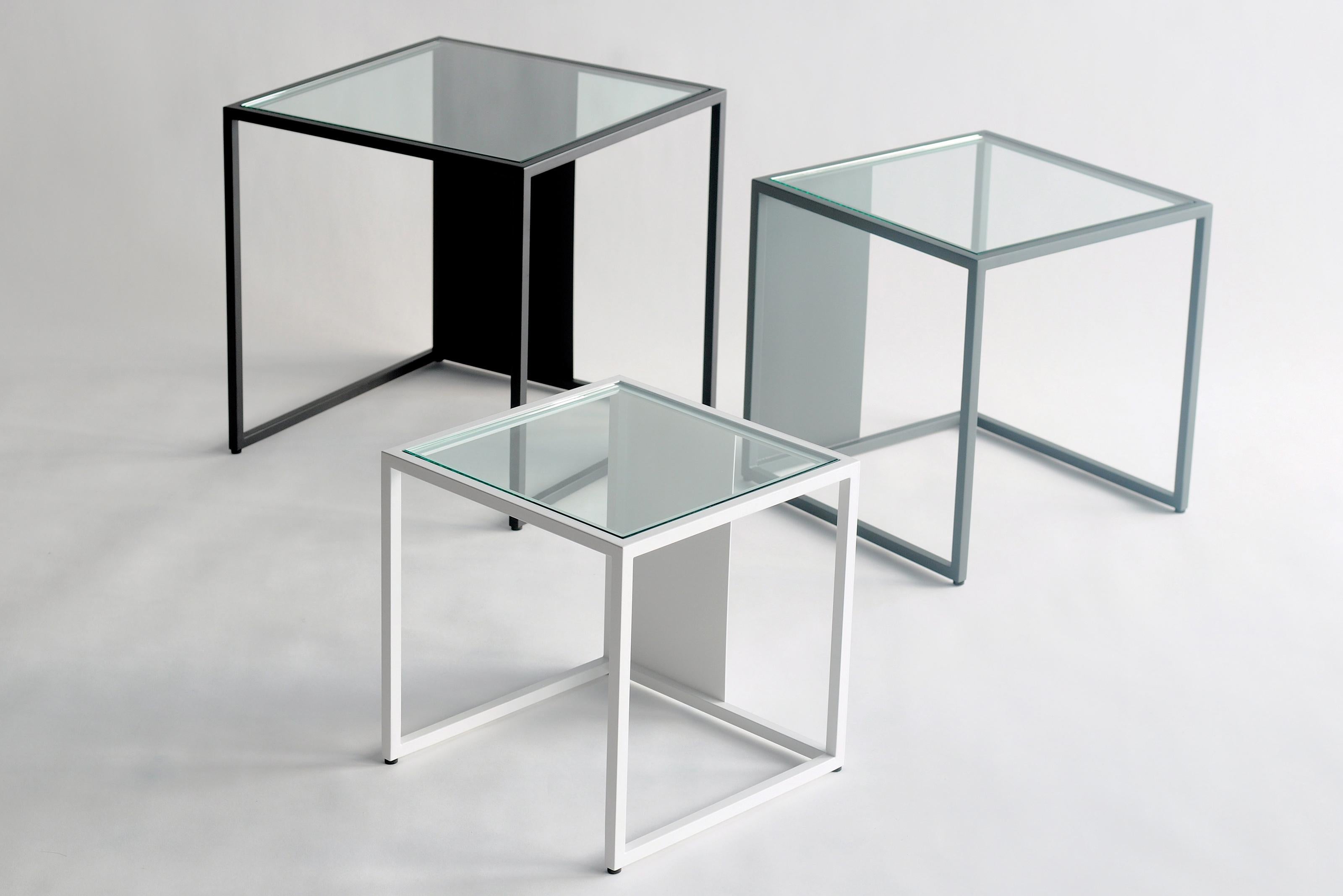 Metal Set Of 3 Half & Half Nesting Tables by Phase Design For Sale